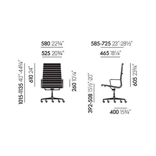 Vitra - EA 119 Alu Chair Bürostuhl/ Gestell verchromt - Strichzeichnung