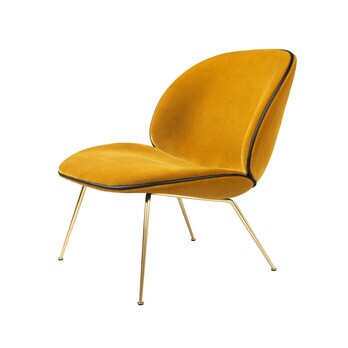 Gubi - Beetle Lounge Chair Samt Gestell Messing