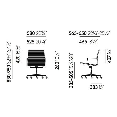 Vitra - EA 117 Alu Chair Bürostuhl/ Gestell poliert - Strichzeichnung