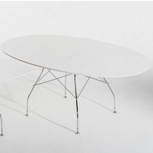 Kartell - Glossy Tisch Oval Gestell silber