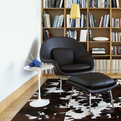 Knoll International - Womb Chair Relax Ledersessel Gestell chrom